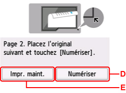 Écran de confirmation de numérisation de l'original